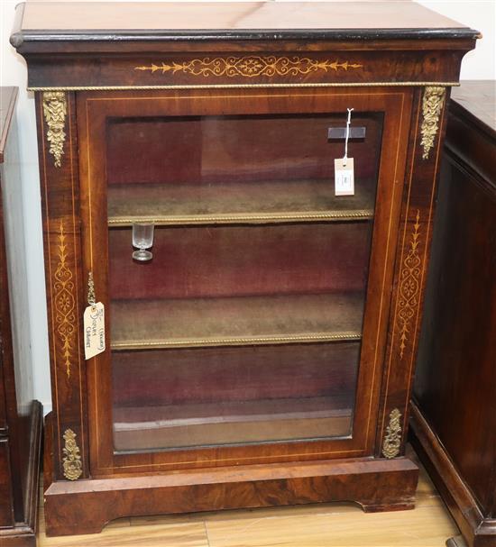 A Victorian inlaid walnut and ormolu mounted pier cabinet W.82cm